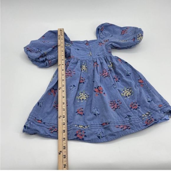 JANIE AND JACK Floral Smocked Bubble Sleeve Dress Girls Size 5 Summer Cotton - Picture 7 of 10